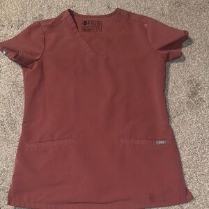 Figs Women's SET V NECK CATARINA TOP AND YOLA STRAIGHT LEG SCRUB SET; mauve rust